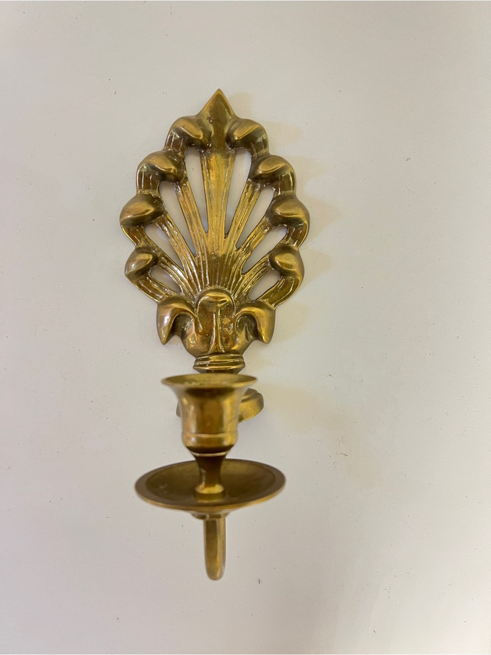 Vintage-Style Brass Wall Candle Sconce - Gold Finish